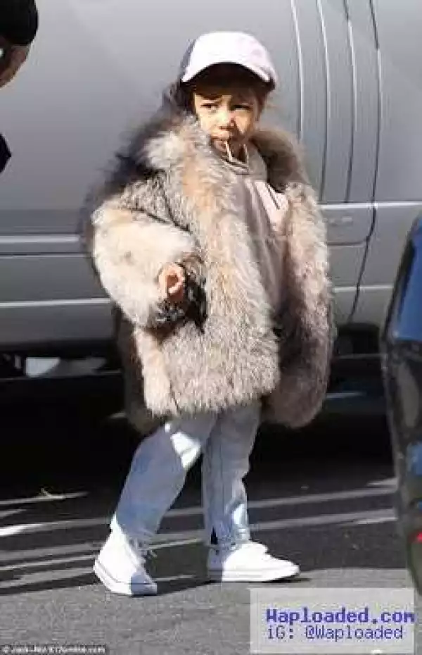 North West Steps Out in a N700k Fur Coat for Day Out with Penelope and Auntie Kourtney